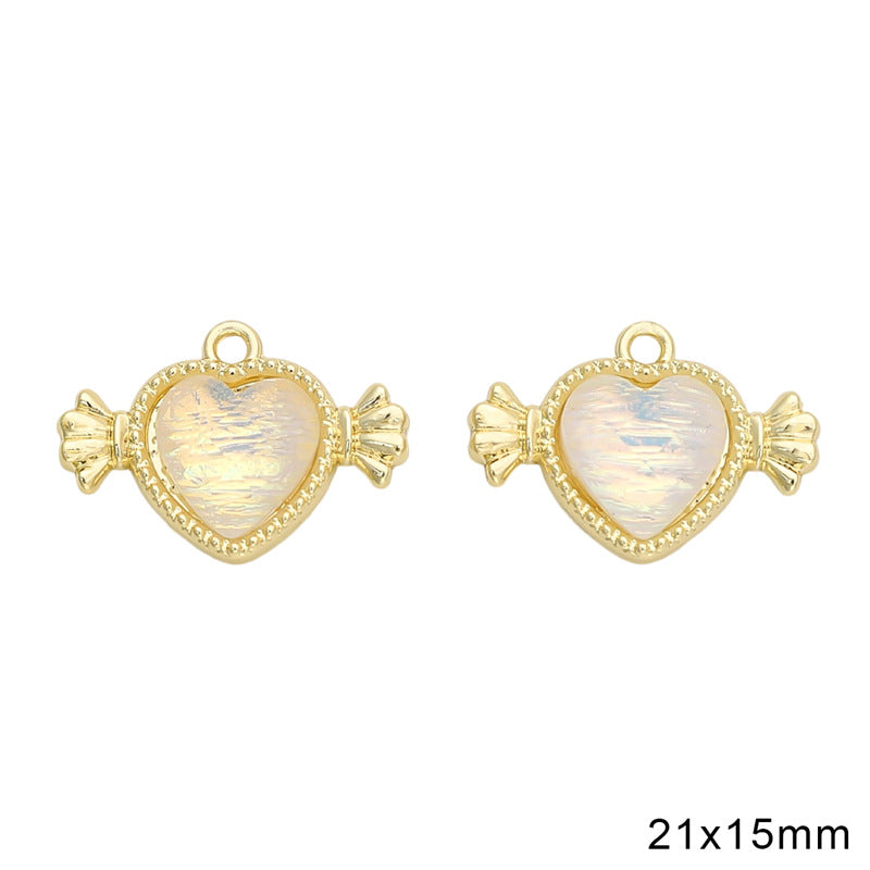 Y2K sweet love tetragonal rose heart pendant