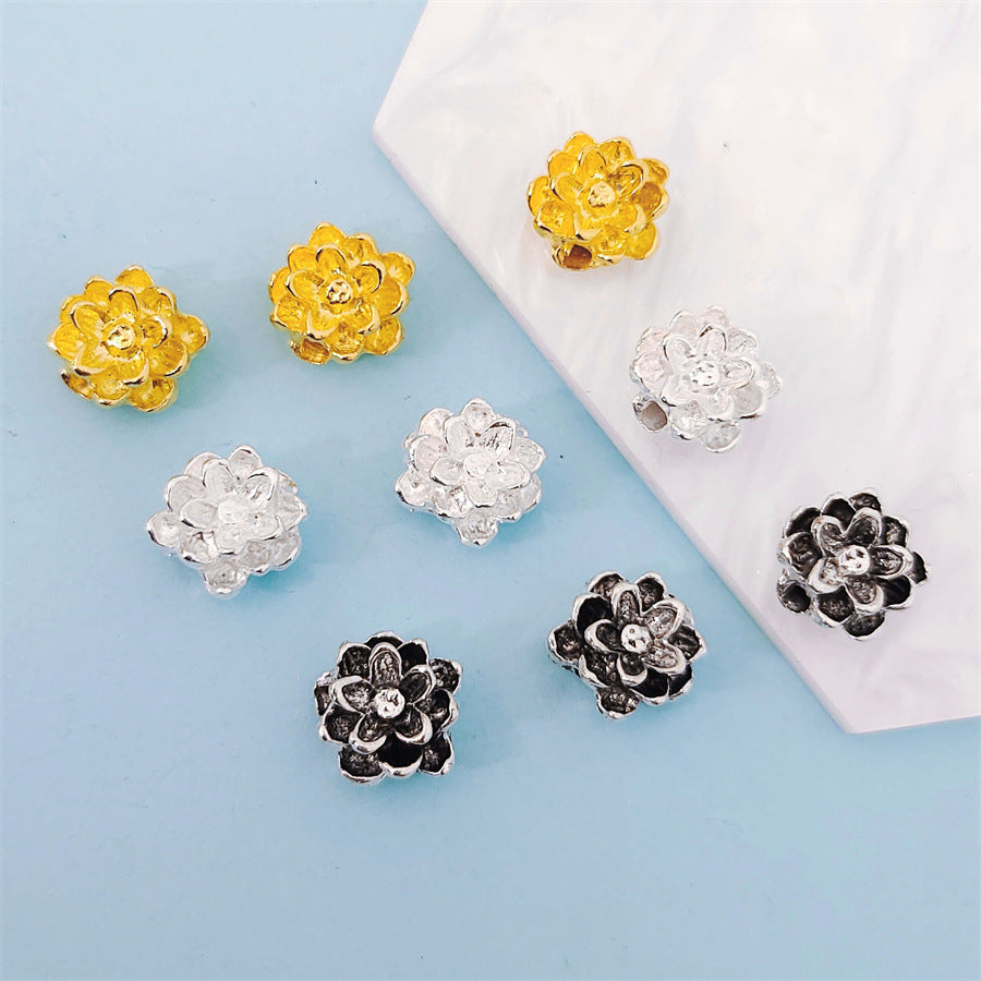 National style Tibetan silver lotus bead spacer