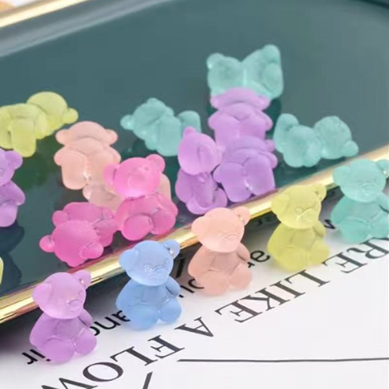 Acrylic transparent matte horizontal hole bear rabbit children's DIY hair accessories headgear mobile phone chain bracelet loose bead jewelry