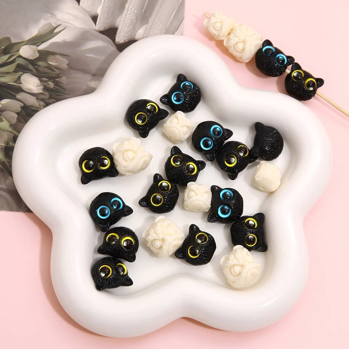 Resin black cat beads lion loose beads DIY accessories