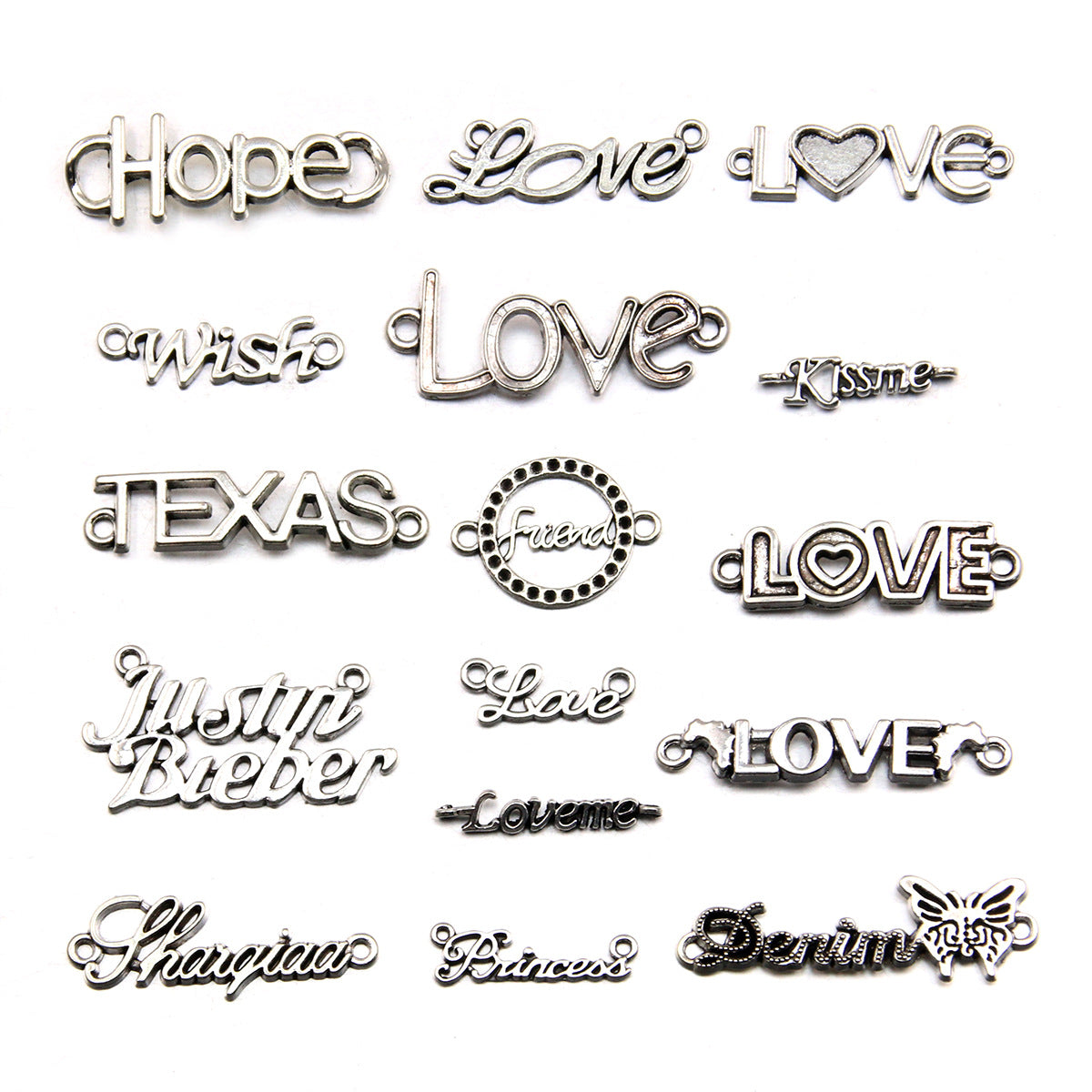 Hollow out English letter love accessories